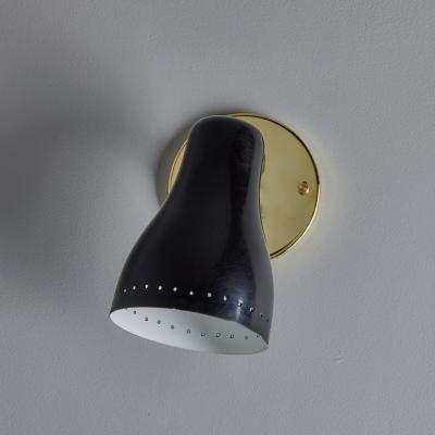 Jacques Biny 1960s Black Brass Wall Lamp Attributed to Jacques Biny