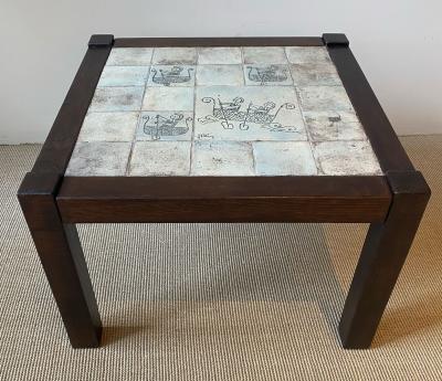 Jacques Blin CERAMIC TILE AND WOOD TABLE