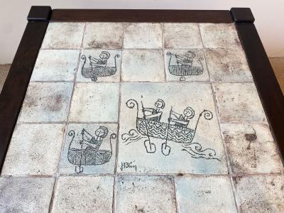Jacques Blin CERAMIC TILE AND WOOD TABLE