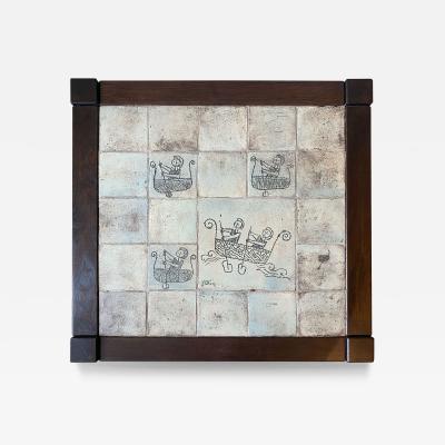 Jacques Blin CERAMIC TILE AND WOOD TABLE