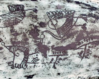 Jacques Blin Jacques Blin French Ceramic Artist Scrafitto Decorated Large Elongated Coupe