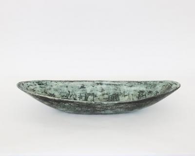 Jacques Blin Jacques Blin French Ceramic Artist Scrafitto Decorated Large Elongated Coupe