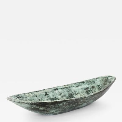 Jacques Blin Jacques Blin French Ceramic Artist Scrafitto Decorated Large Elongated Coupe