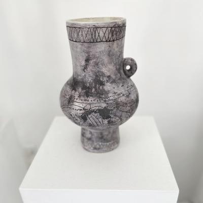 Jacques Blin Jacques Blin Light Gray to Light Lavender French Ceramic Vase circa 1960