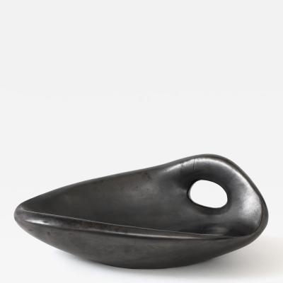Jacques Blin Large Black Luster Jacques Blin Free Form Bowl France c 1950s signed