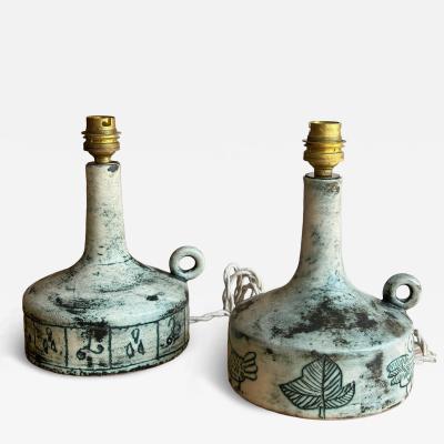 Jacques Blin Pair of ceramic table lamp by Jacques Blin France 1960s