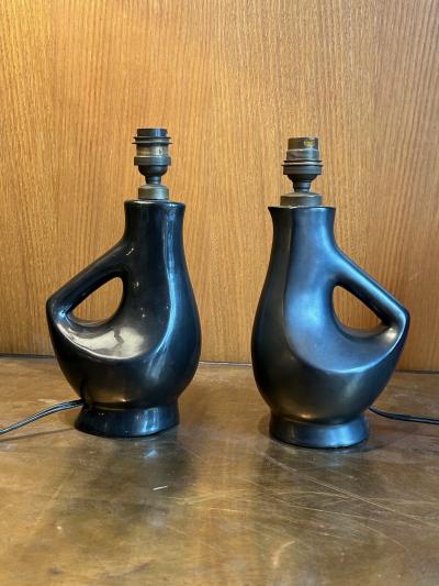 Jacques Blin Pair of ceramic table lamp by Jacques Blin France 1960s