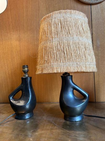 Jacques Blin Pair of ceramic table lamp by Jacques Blin France 1960s
