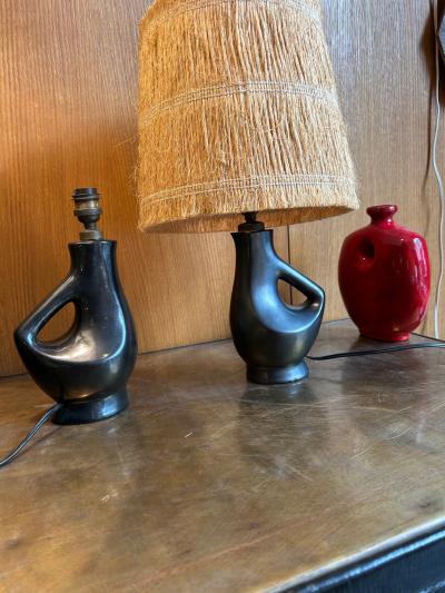 Jacques Blin Pair of ceramic table lamp by Jacques Blin France 1960s