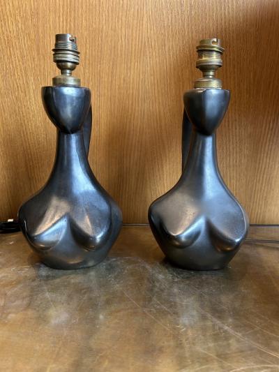 Jacques Blin Pair of ceramic table lamp by Jacques Blin France 1960s