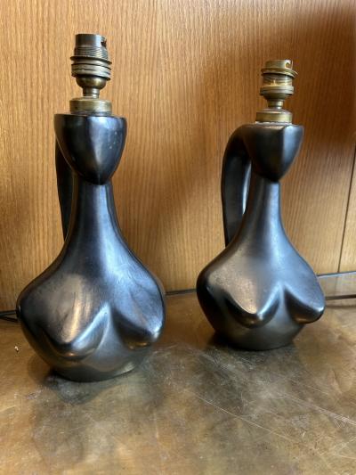 Jacques Blin Pair of ceramic table lamp by Jacques Blin France 1960s