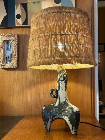 Jacques Blin Rare ceramic table lamp by Jacques Blin France 1960s