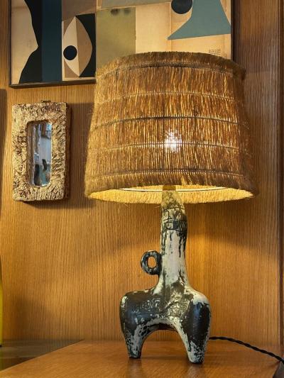Jacques Blin Rare ceramic table lamp by Jacques Blin France 1960s