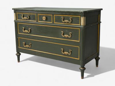 Jacques Bodart Louis XVI Style Green Painted Commode USA 1960s