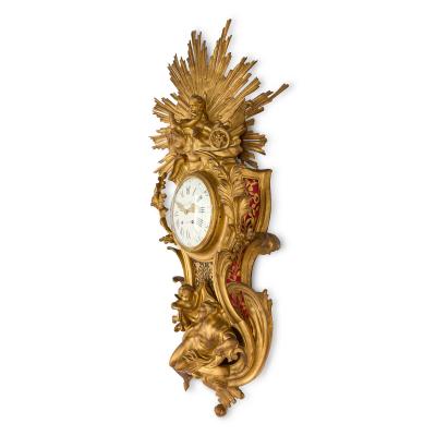 Jacques Caffieri Antique French cartel clock of Venus with cherubs