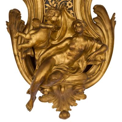 Jacques Caffieri Antique French cartel clock of Venus with cherubs