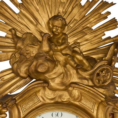 Jacques Caffieri Antique French cartel clock of Venus with cherubs