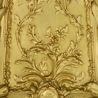 Jacques Caffieri Large Rococo style ormolu and marble pedestal after Caffieri