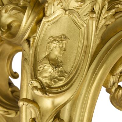 Jacques Caffieri Large Rococo style ormolu and marble pedestal after Caffieri
