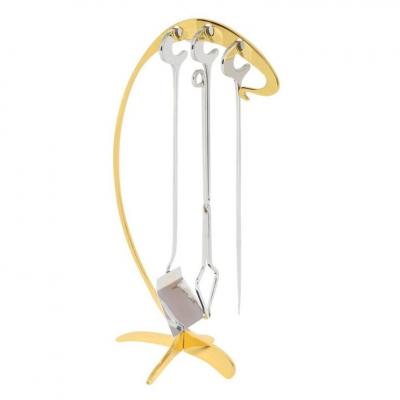 Jacques Charles Jacques Charles Fireplace Tools Brass and Chrome