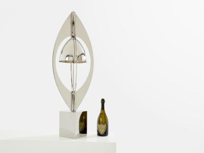 Jacques Charles Jacques Charles for Maison Charles Ogive nickel metal lamp 1965