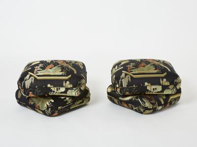 Jacques Charpentier Jacques Charpentier for Maison Jansen pair of ottomans Dedar upholstery 1970s