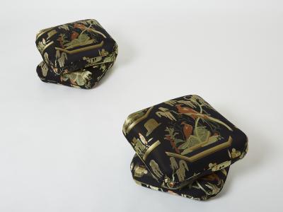 Jacques Charpentier Jacques Charpentier for Maison Jansen pair of ottomans Dedar upholstery 1970s