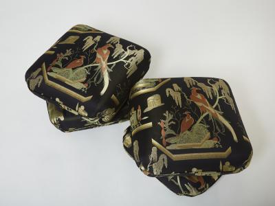 Jacques Charpentier Jacques Charpentier for Maison Jansen pair of ottomans Dedar upholstery 1970s