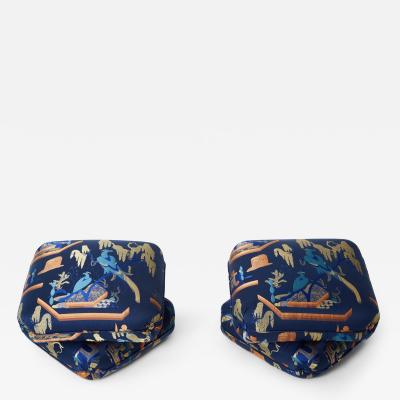 Jacques Charpentier Jacques Charpentier for Maison Jansen pair of ottomans Dedar upholstery 1970s