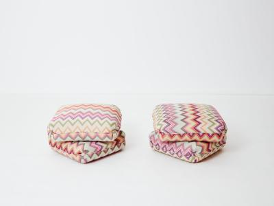Jacques Charpentier Jacques Charpentier for Maison Jansen pair of ottomans Missoni upholstery 1970s