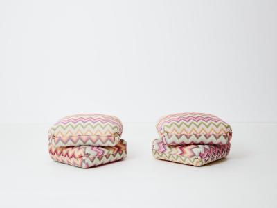 Jacques Charpentier Jacques Charpentier for Maison Jansen pair of ottomans Missoni upholstery 1970s