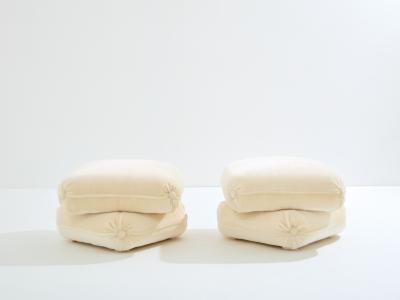 Jacques Charpentier Jacques Charpentier for Maison Jansen pair of ottomans mohair velvet 1970s