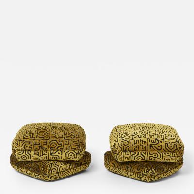 Jacques Charpentier Jacques Charpentier pair of ottomans stools velvet Maison Jansen 1970s