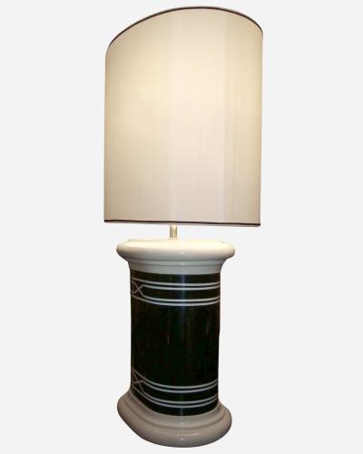 Jacques Charpentier Large cream and black lamp France 1970