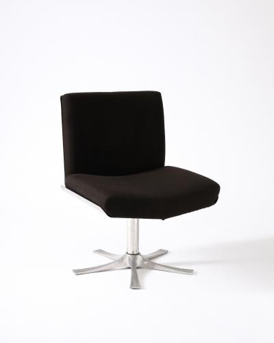 Jacques Charpentier Steel and Cashmere Side Lounge Chair by Jacques Charpentier France c 1970