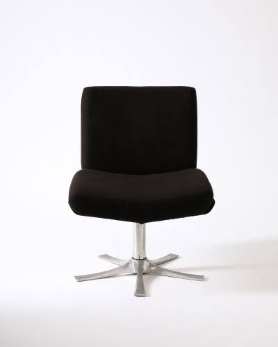 Jacques Charpentier Steel and Cashmere Side Lounge Chair by Jacques Charpentier France c 1970