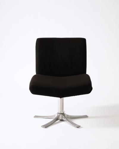 Jacques Charpentier Steel and Cashmere Side Lounge Chair by Jacques Charpentier France c 1970