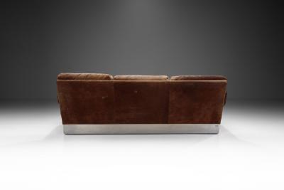 Jacques Charpentier Suede and Brushed Steel Sofa by Jacques Charpentier attr France 1970s