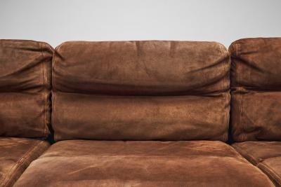 Jacques Charpentier Suede and Brushed Steel Sofa by Jacques Charpentier attr France 1970s