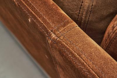 Jacques Charpentier Suede and Brushed Steel Sofa by Jacques Charpentier attr France 1970s