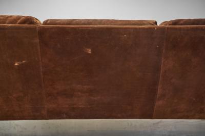 Jacques Charpentier Suede and Brushed Steel Sofa by Jacques Charpentier attr France 1970s