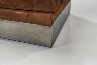 Jacques Charpentier Suede and Brushed Steel Sofa by Jacques Charpentier attr France 1970s