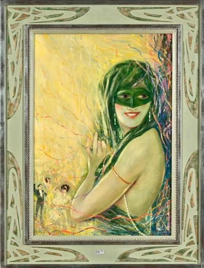 Jacques De Zeine Belgian Art Deco Painting The Intrigue by Jacques De Zeine 1934