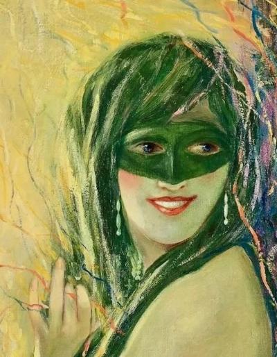 Jacques De Zeine Belgian Art Deco Painting The Intrigue by Jacques De Zeine 1934