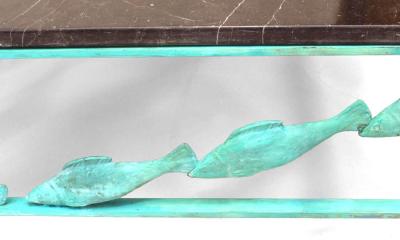 Jacques Dufresne French Modern Design Verdigris Bronze Coffee Table