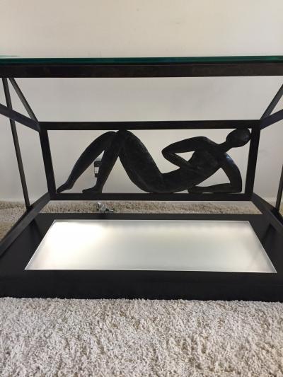 Jacques Dufresne Jacques Dufresne Art Deco Bronze Console or Entrance Pedestal Illuminated Table