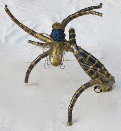 Jacques Duval Brasseur 1950 1970 Table has the Bronze Cicada Style Duval Brasseur Enlightening