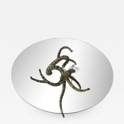 Jacques Duval Brasseur 1950 1970 Table has the Bronze Cicada Style Duval Brasseur Enlightening