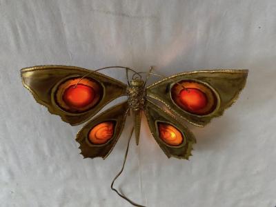 Jacques Duval Brasseur 1970 Bronze or Brass Butterfly Wall Lamp Duval Brasseur or Isabelle Faure