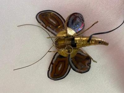 Jacques Duval Brasseur 1970 Butterfly Wall Lamp in Bronze Duval Brasseur Or Isabelle Faure 28 X H 35